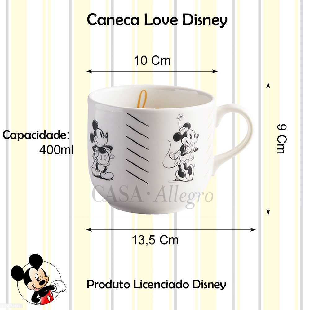 Caneca Jumbo Mickey e Minnie Disney Original Cerâmica