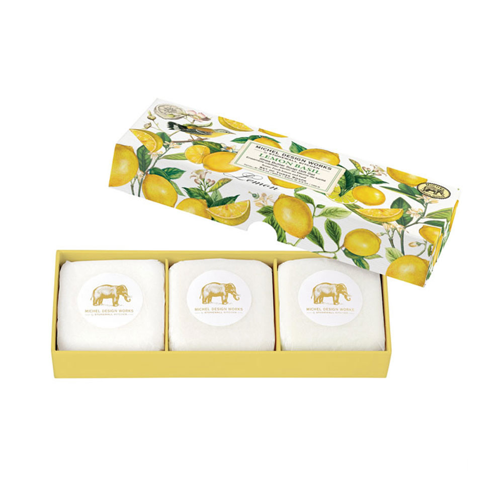 Kit com 3 Sabonetes em Barra Lemon Basil Michel Design Works